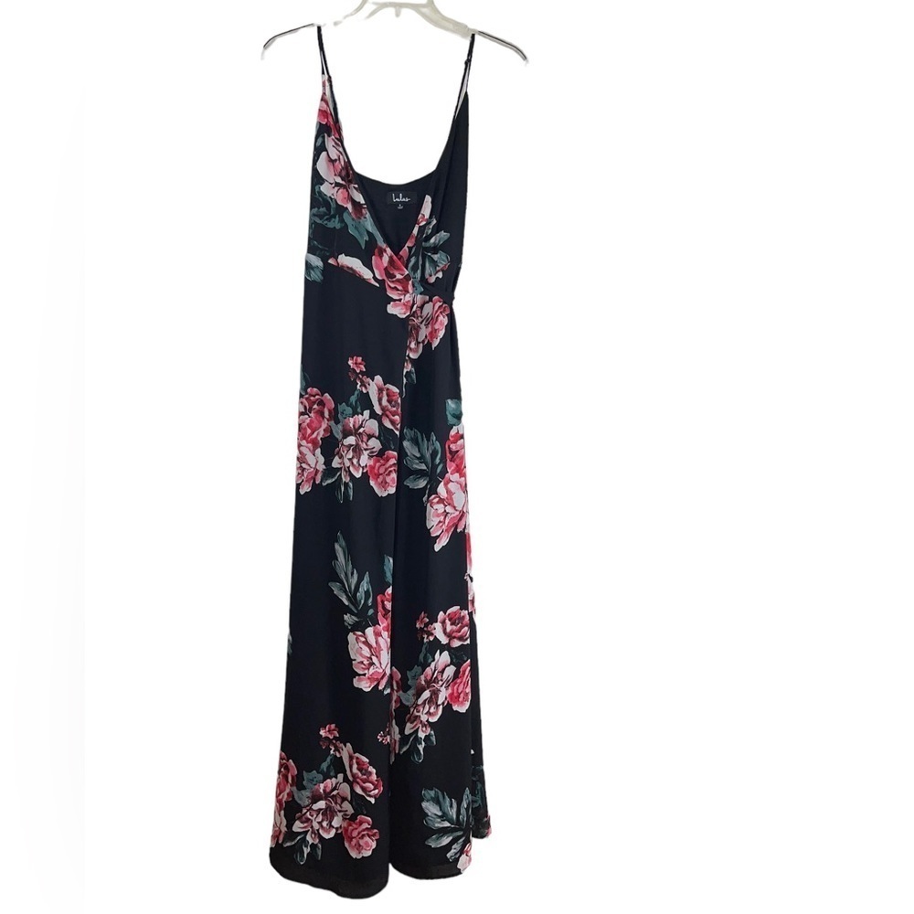 Lulus black floral wrap maxi dress. Size small. GUC - Picture 2 of 9